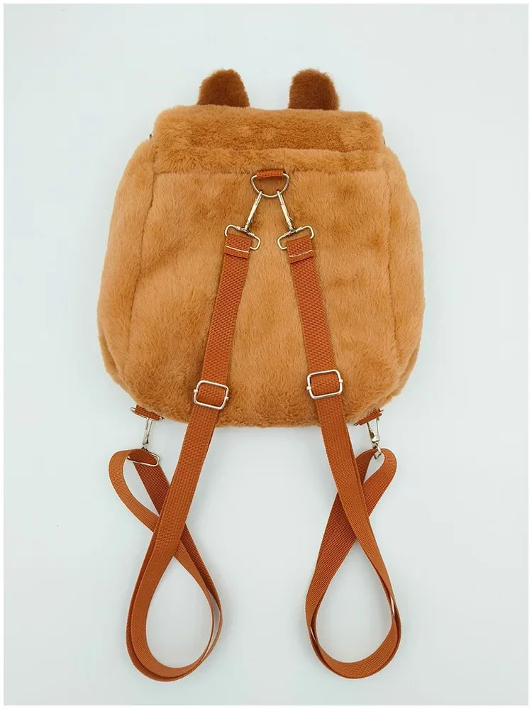 Student School Bag Artificial Fur Plush Capybara Bag Casual All-match Fur Bag Large Capacity Backpack School Backpack Mochila