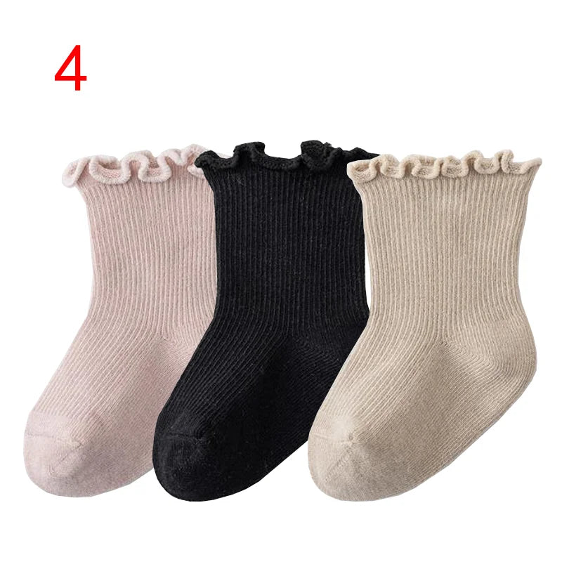 3Pair/lot New Boys and Girls Solid Color Baby Socks