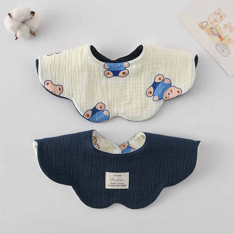 New Cute Cartoon Two-sided Usable Baby Feeding Drool Bib Infants Saliva Towel Cotton Burp Cloth For Newborn Toddler Kids Bibs
