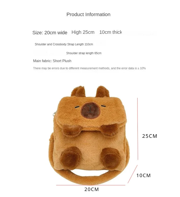 Student School Bag Artificial Fur Plush Capybara Bag Casual All-match Fur Bag Large Capacity Backpack School Backpack Mochila