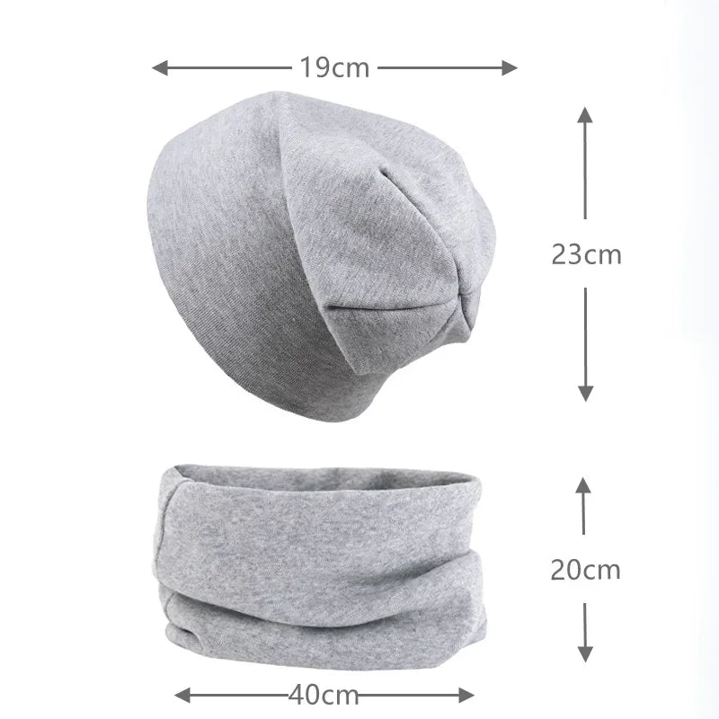 2pcs New Baby Hat Scarf Autumn Winter Soft Elastic Beanie Hats Cotton Newborn Bonnet Warm Accessories Set Boys Girls Hip Hop Cap