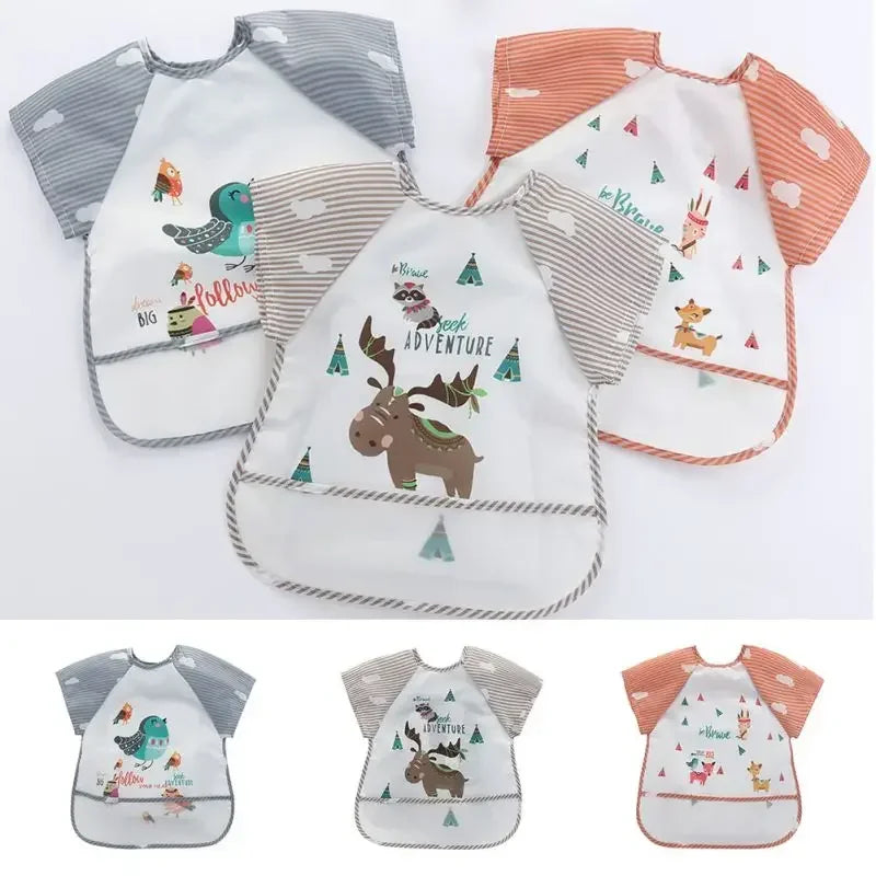 0-3Y Boys Girls Burp Clothes Waterproof Eating Smock Infant Toddler Baby Cartoon Sleeveless Art Apron Animal Smock Soft Baby Bib