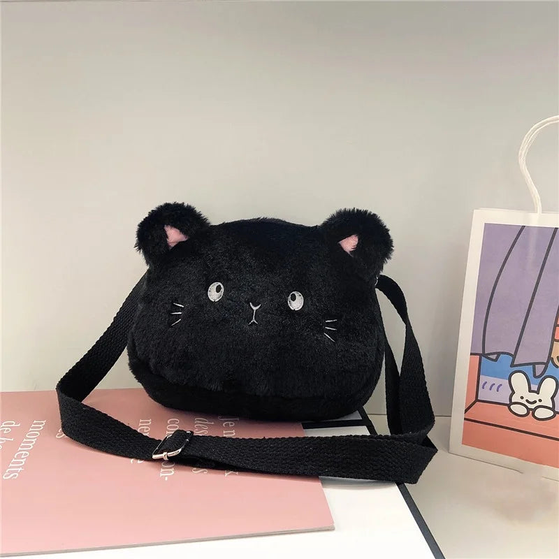 1 Piece Cute Kids Bag for Girls Kawaii Cartoon Animal Cat Messenger Bag for Children Portable High Capacity Outdoor Plush Bag