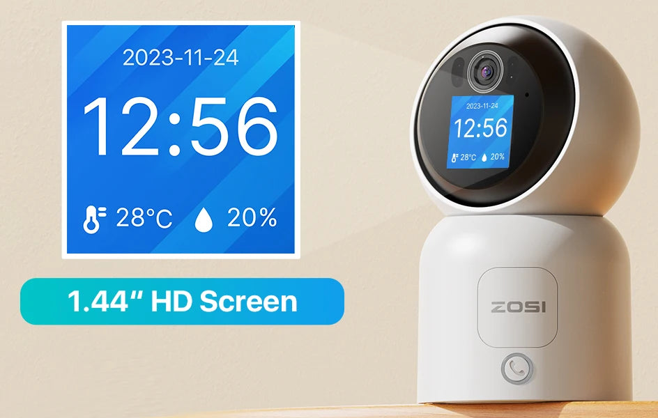 ZOSI C519M 4MP HD Indoor Baby Monitor 1.44 Inch Screen 2.4G/5G WiFi Video Call Auto Tracking Wireless IP Smart Surveillance Cam