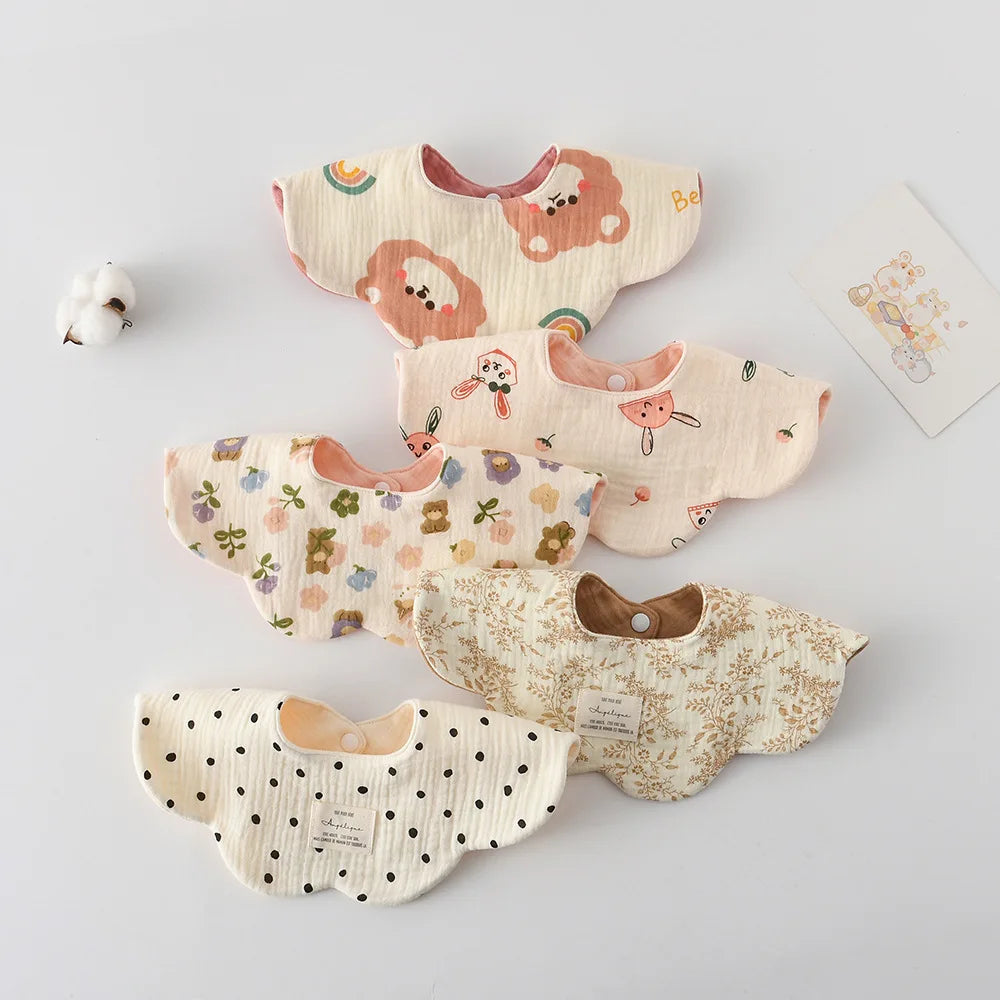 New Cute Cotton Baby Feeding Drool Bib Infants Two-sided Usable Saliva Towel Soft Burp Cloth For Newborn Toddler Kids Bibs