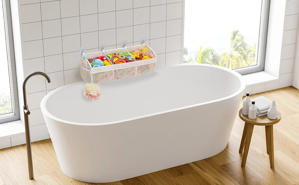 3 Compartment Horizontal Large Openings Bath Toy Organizer for Tub, Capacity Upgrade Bath Storage and Holder,Easy Sorting