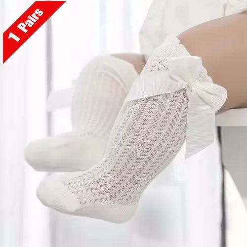 1/3Pairs Baby Girl Socks Toddler Big Bow Cotton Summer Mesh Infant Knee Socks Newborn Long Princess Socks For Girls 0-24Month
