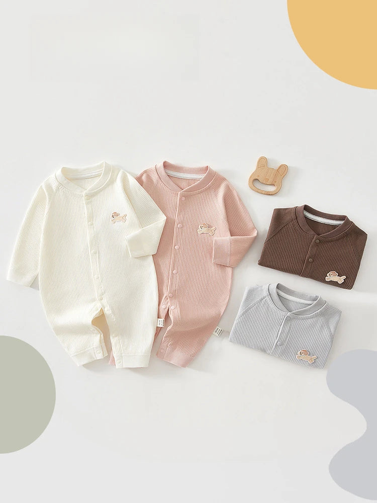 AYNIGIELL Baby Jumpsuit Spring and Autumn Sleepwear Pure Cotton Newborn Clothes 0-18 Months Newborn Boys and Girls Jumpsuit