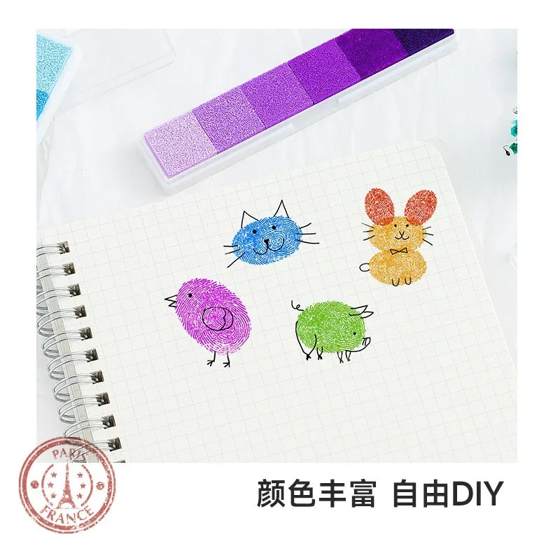 Journamm Finger Painting Kit Drawing Stencils Colorful Inkpad DIY Scrapbooking Creative Stationery Paint Tool School Supplies