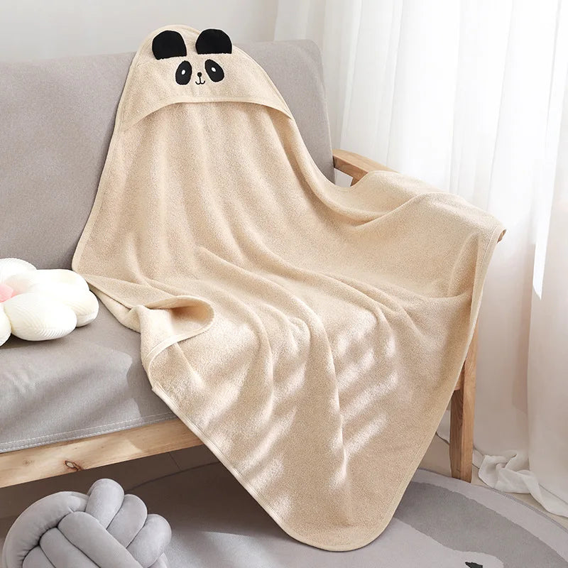 Kids Bathrobe Cotton Thickened Absorbent Breathable Bath Hooded Cloak Baby Skin Quick Drying Cartoon Animal Shower Towel