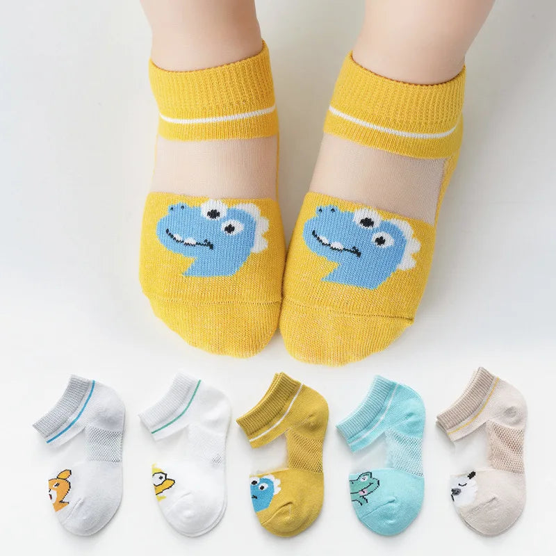 5 PAir Set Children Socks Summer Fishnet Boy Socks Spring Summer Thin Mesh Boat Socks Boys Girls Short Socks