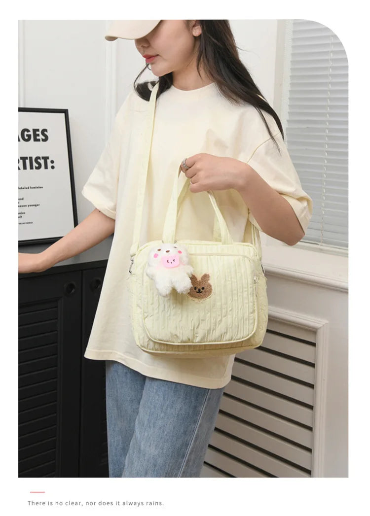 Baby Diaper Bags Maternity Mommy Bag Portable Multi-function Large Capacity Quilted Mom Travel Tote Bottle Storage with Pendant