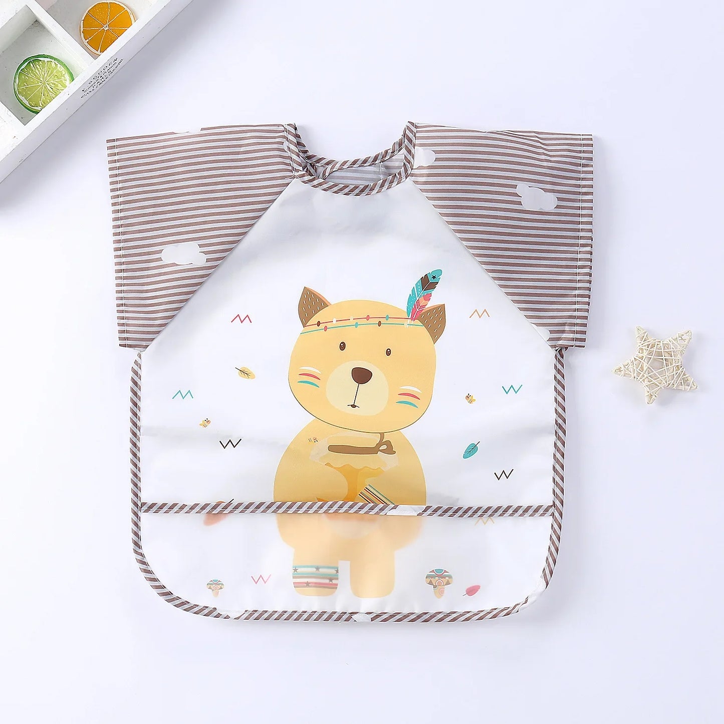 0-3Y Boys Girls Burp Clothes Waterproof Eating Smock Infant Toddler Baby Cartoon Sleeveless Art Apron Animal Smock Soft Baby Bib
