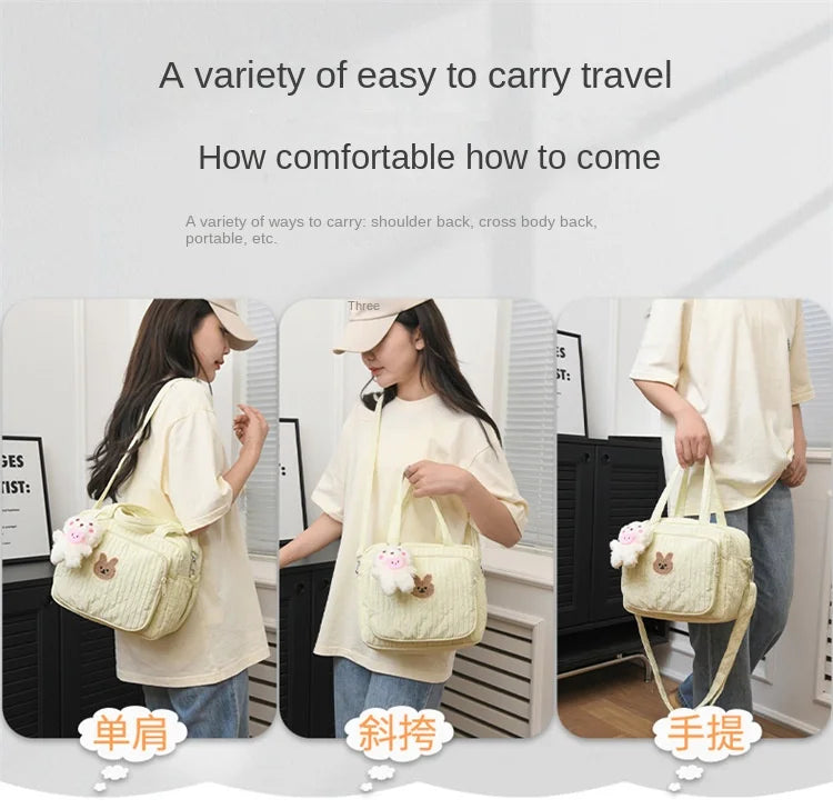 Baby Diaper Bags Maternity Mommy Bag Portable Multi-function Large Capacity Quilted Mom Travel Tote Bottle Storage with Pendant