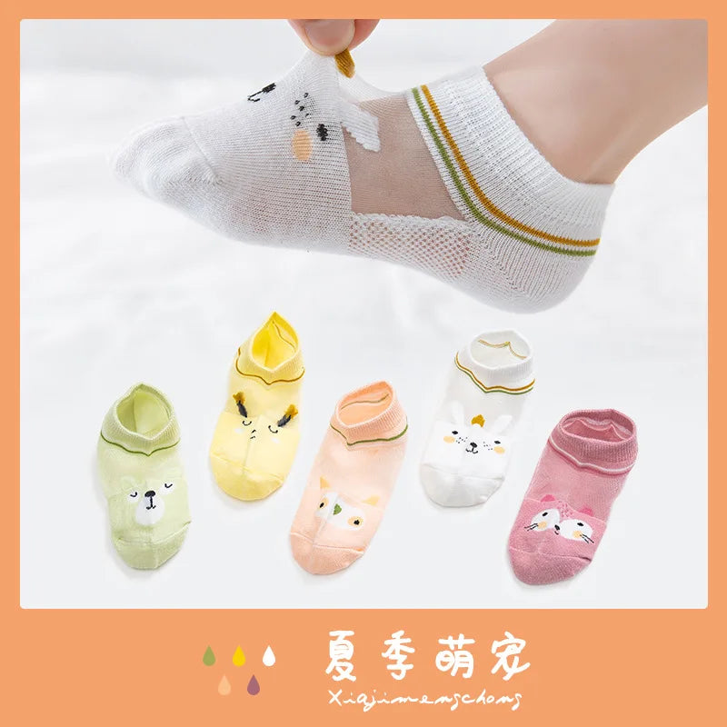 5 PAir Set Children Socks Summer Fishnet Boy Socks Spring Summer Thin Mesh Boat Socks Boys Girls Short Socks
