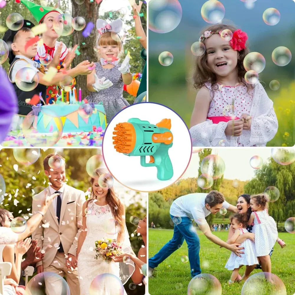 Bubble Gun Kids Toys Electric Automatic Soap Rocket Bubbles Machine Outdoor Wedding Party Toy LED Light Children Birthday Gifts