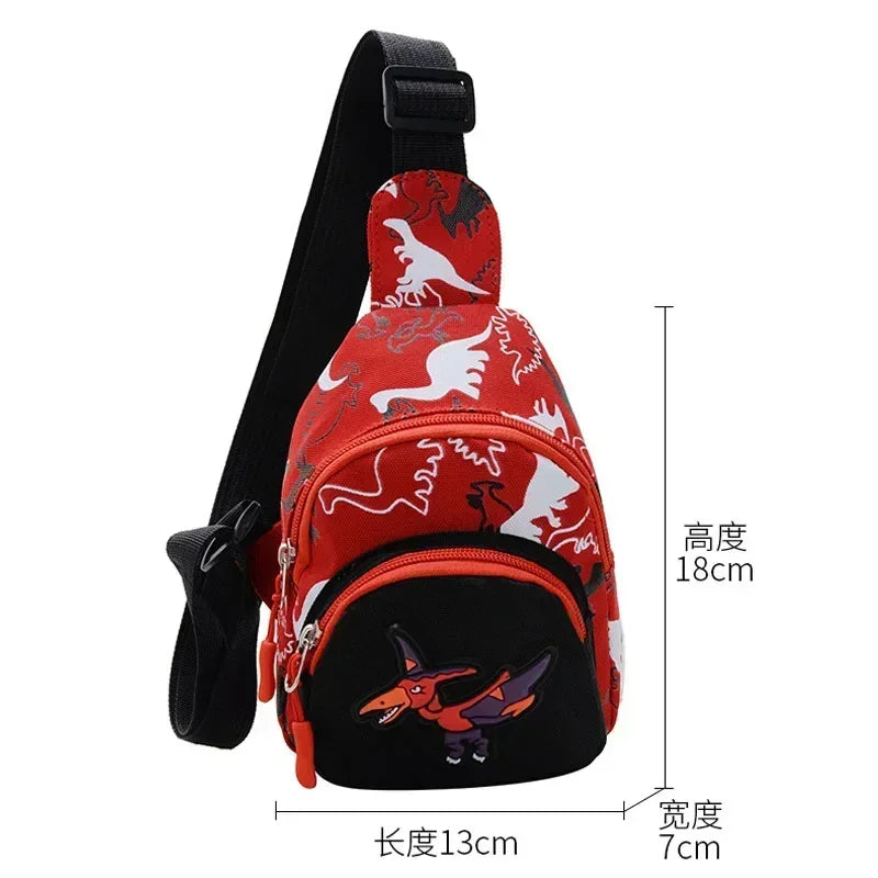 Kids Waist Bags Cartoon Dinosaur Print Outdoor Travel High Capacity Crossbody Zipper Bag Girl Boy Gift Children Chest Pouch Pack