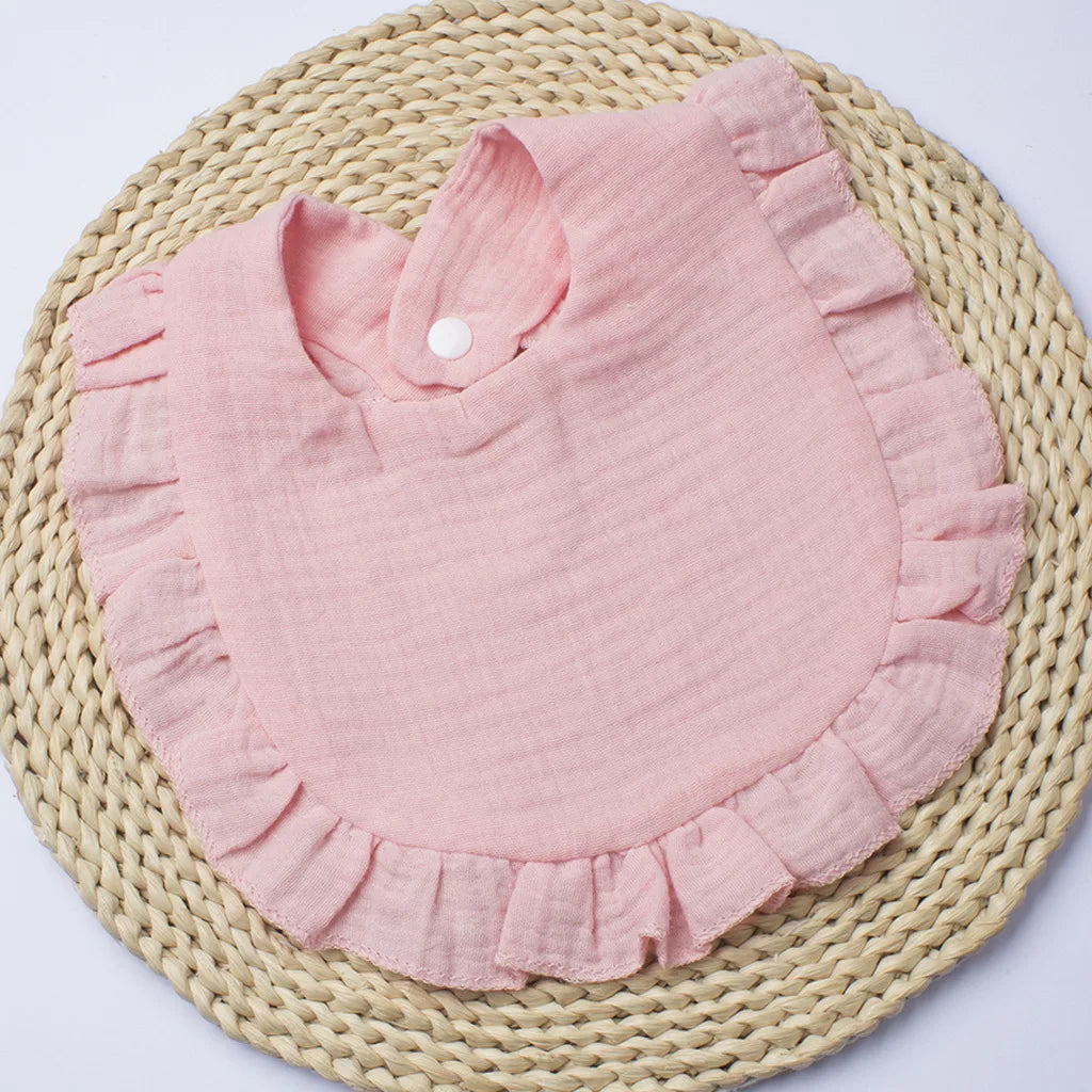 Gauze Bib for Boys Girls Pure Cotton Candy Colored Comfortable Saliva Bib Baby Solid Colored Lace Saliva Towel Baby Products