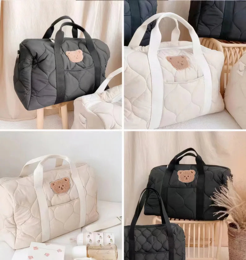 Autumn and winter fashion black mommy bag large capacity tote bag out travel bag baby diaper bag suitable for daily use