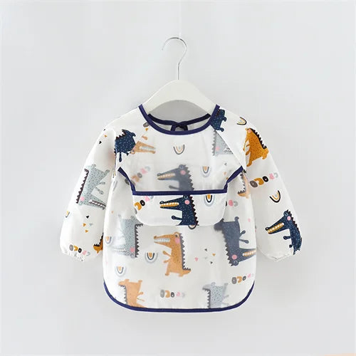 Newborn Baby Bibs Blouse Waterproof Long-sleeved Reverse Dressing Infant Eating Clothes Apron Bib Protective Clothing 0-2Years