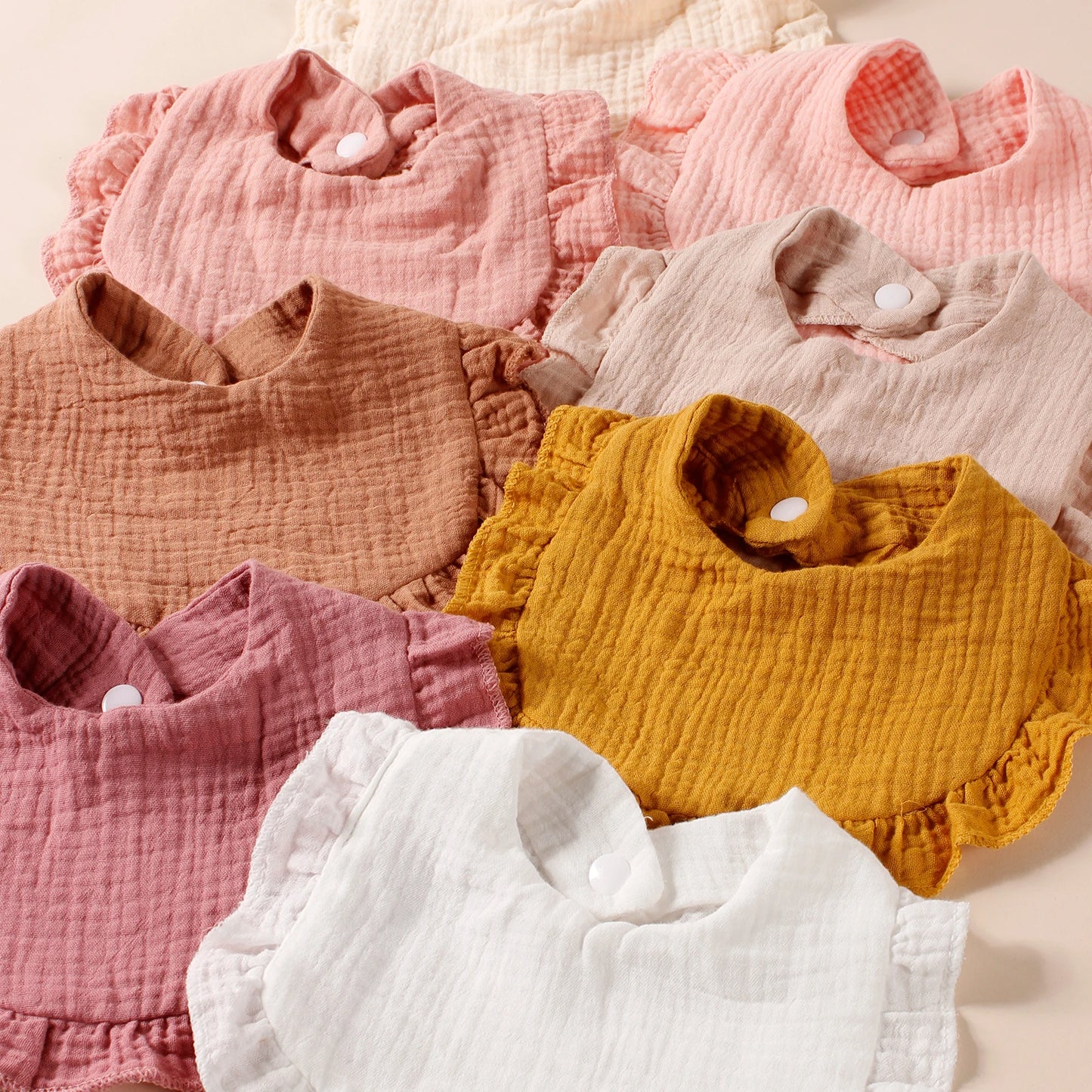 8pcs Newborn Cotton Ruffle Bibs Kids Feed Drool Bibs Toddler Cute Salive Towel Hot Sale Baby Burp Cloth
