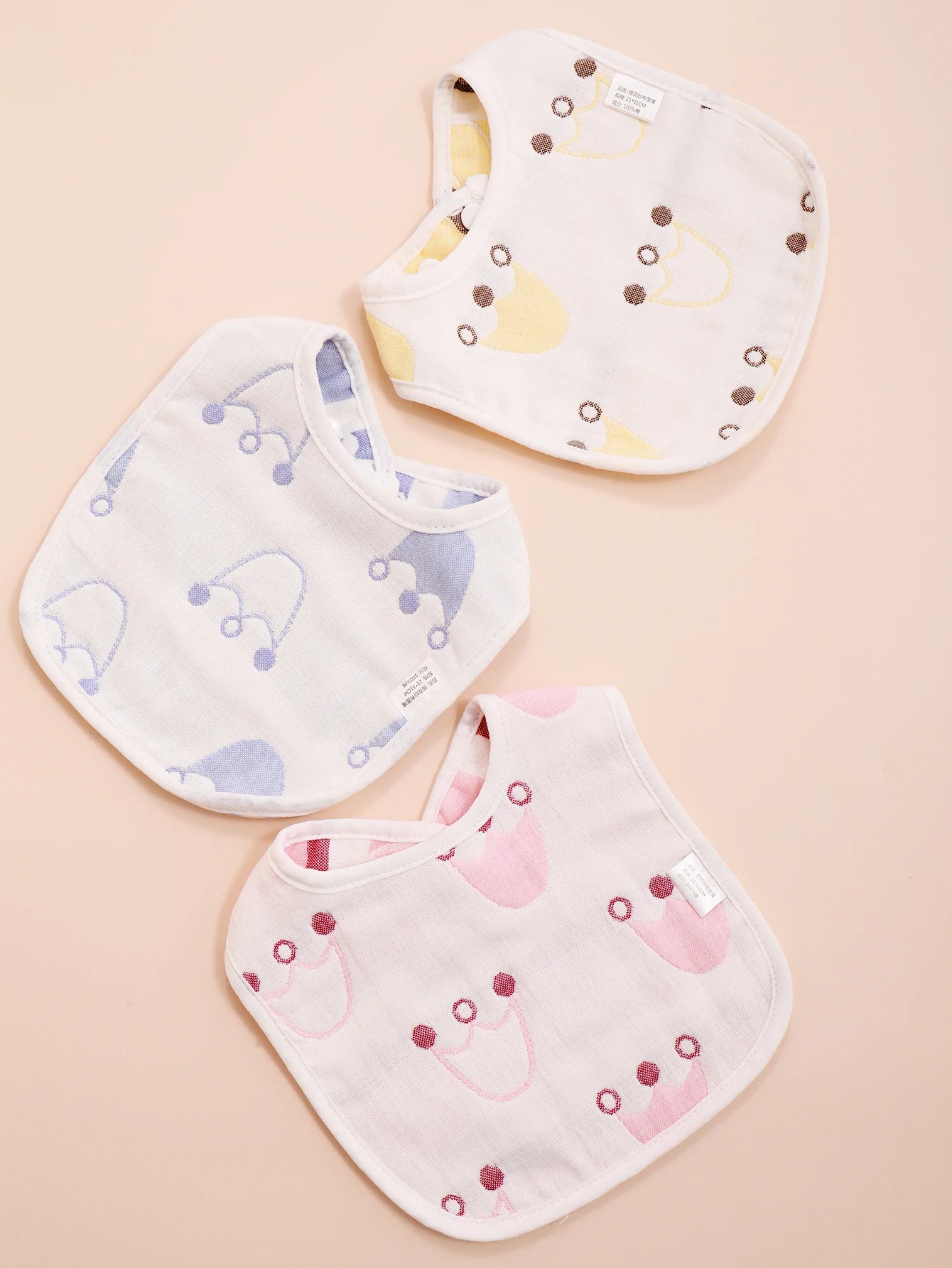 3pcs Baby Bibs U Shape Absorbent Soft Cotton Bib Soft Comfortable Toddler Feeding Eating Burpcloths Waterproof Saliva Towel