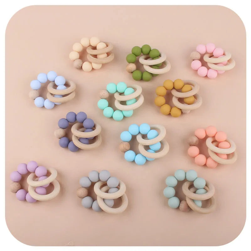 Teethers for Baby Teething Toy Silicone Bead Chew Newborn Bath Bébé Accessories Mordedores De Silicona Para Silicone toys