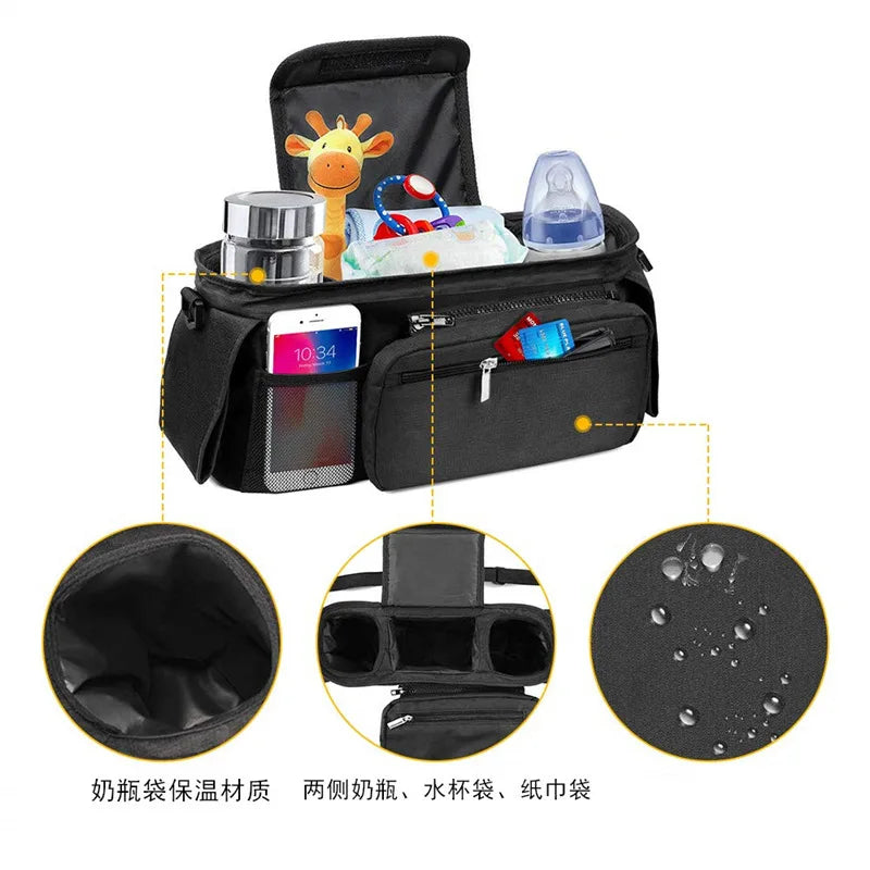 Baby Stroller Storage Bag Mummy Large Capacity Travel Hanging Bag Phone Bottle Holder Pram Diaper Bags Baby Stroller Accessories