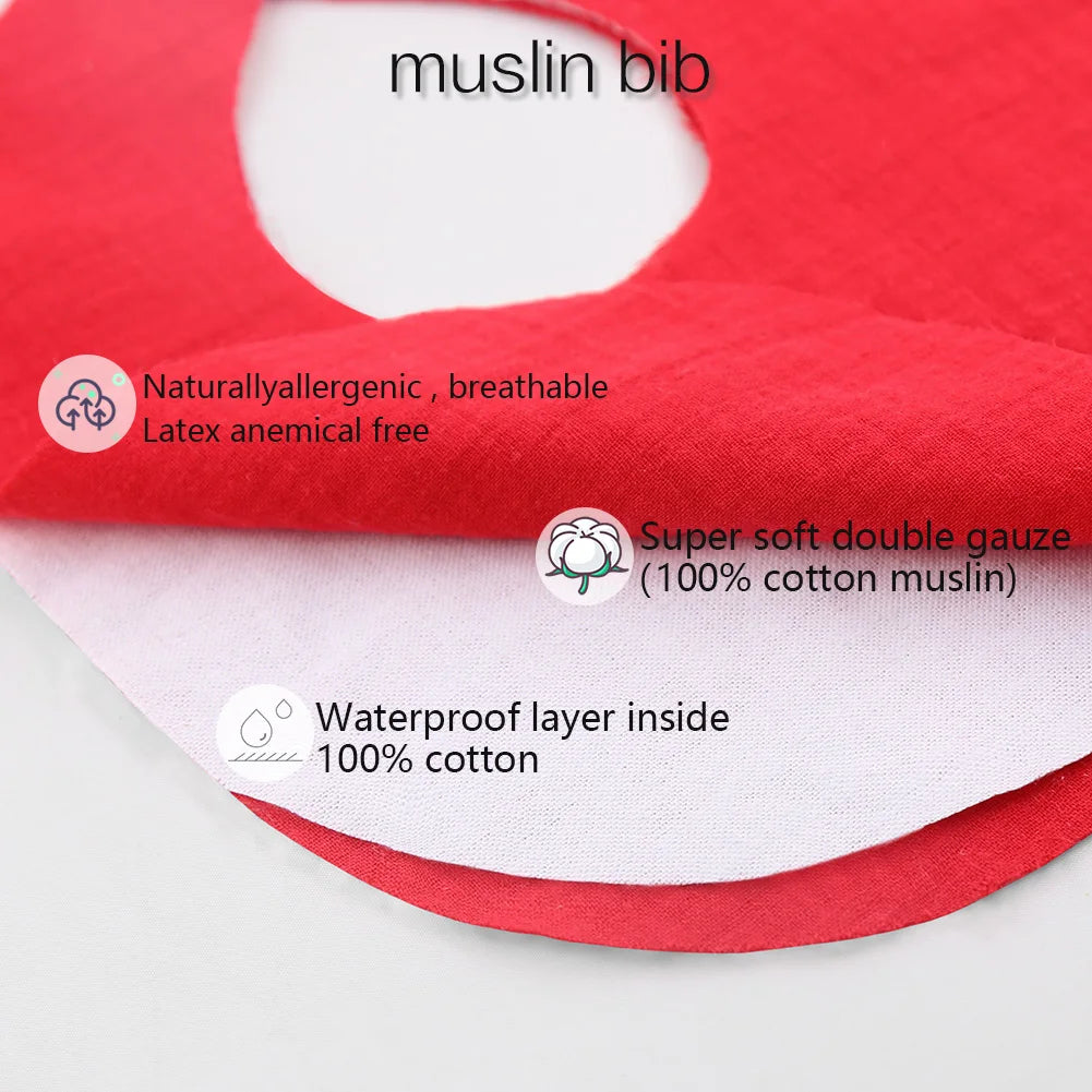3Pcs/set Solid Muslin Cotton Baby Bibs & Lace Headbands Princess Boys Girls Saliva Towel Feeding Burp Cloths Nylon Hair Bands