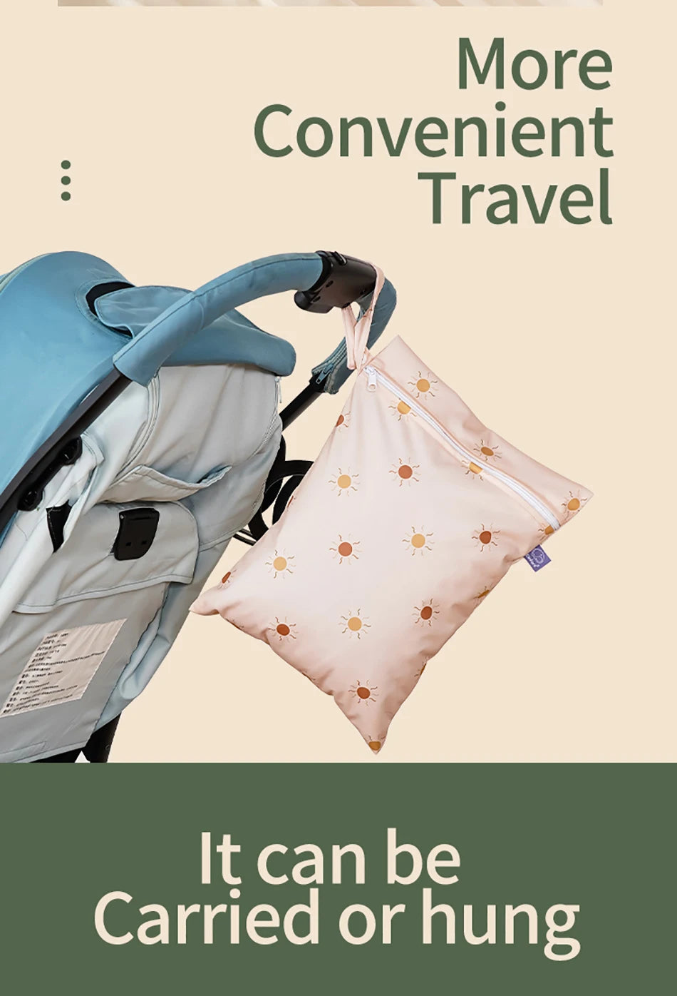 Elinfant Rainbow&Sun Pirnt 3PCS Portable Storage Bag Travel Wash Cosmetic Bag Waterproof Diaper Bag