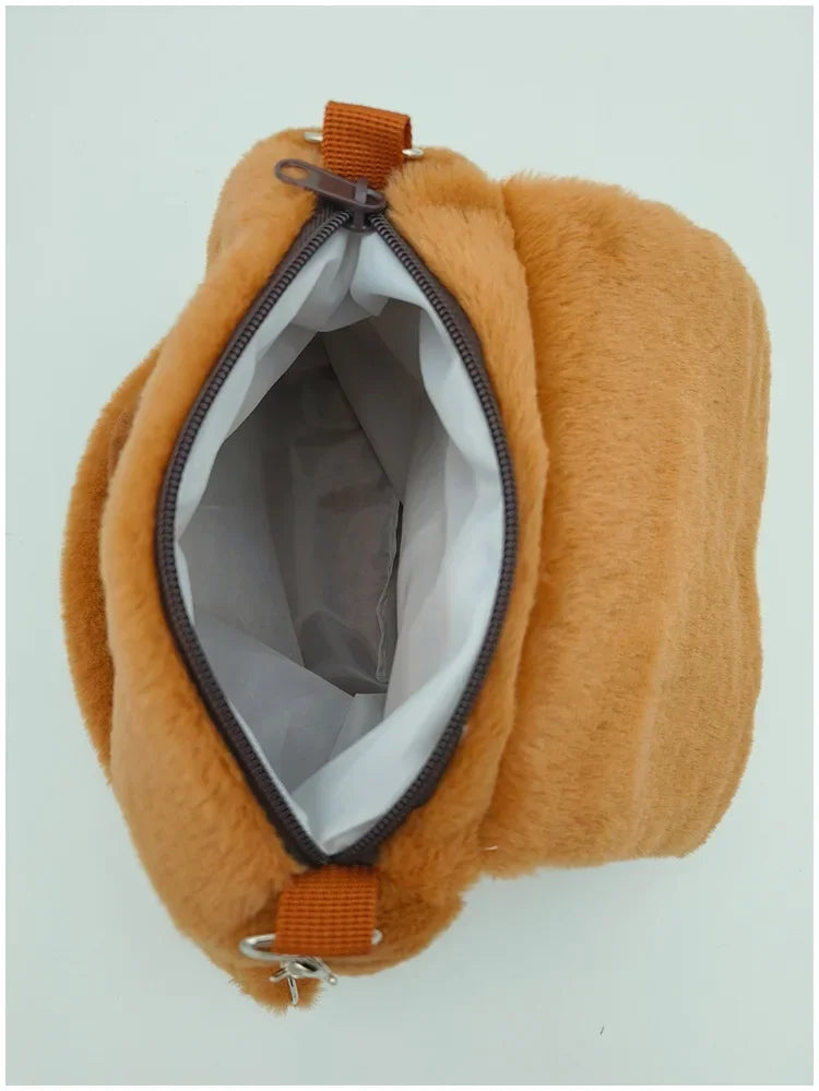 Student School Bag Artificial Fur Plush Capybara Bag Casual All-match Fur Bag Large Capacity Backpack School Backpack Mochila