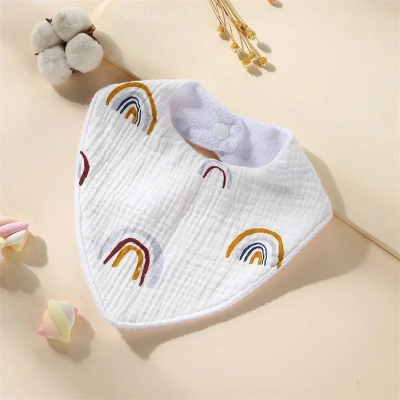 New Baby Cartoon Animal Triangle Bib Pure Cotton Waterproof Boy Girl Kid Printed Saliva Towel Newborn Infant Anti Spitting Cloth