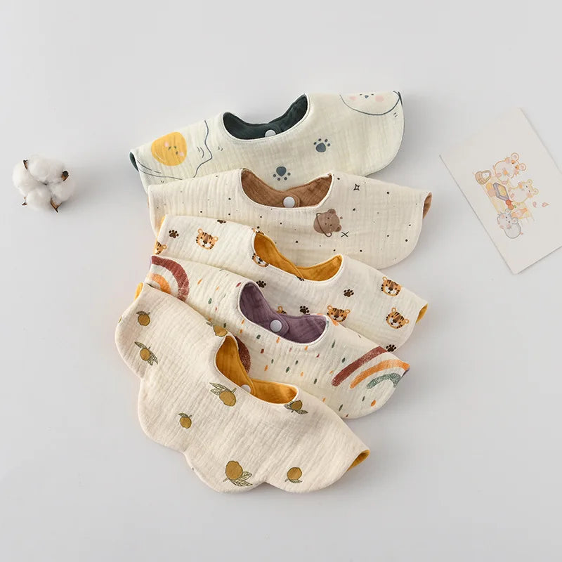 New Cute Cotton Baby Feeding Drool Bib Infants Two-sided Usable Saliva Towel Soft Burp Cloth For Newborn Toddler Kids Bibs