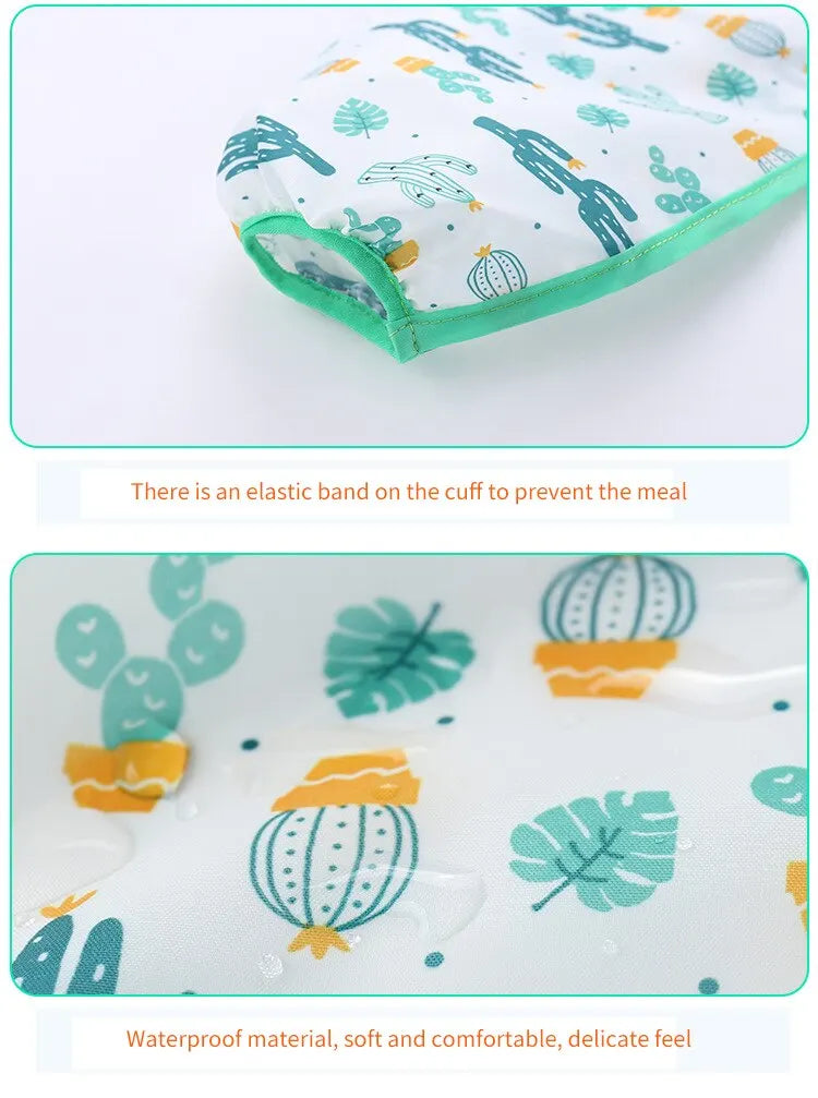 1 PCS Cute Bibs Baby Waterproof Long Sleeve Apron Animals Cartoon Kids Feeding Apron Bib Baby Stuf