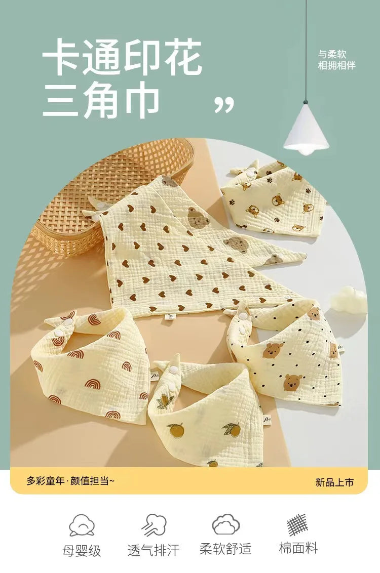 New Baby Cotton Soft Soothe Appease Square Towels Infant Color Matching Bandana Handkerchief Muslin Burp Cloths Feeding Bibs