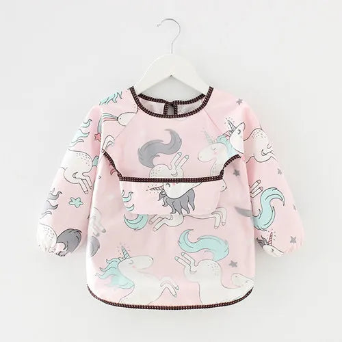 Newborn Baby Bibs Blouse Waterproof Long-sleeved Reverse Dressing Infant Eating Clothes Apron Bib Protective Clothing 0-2Years