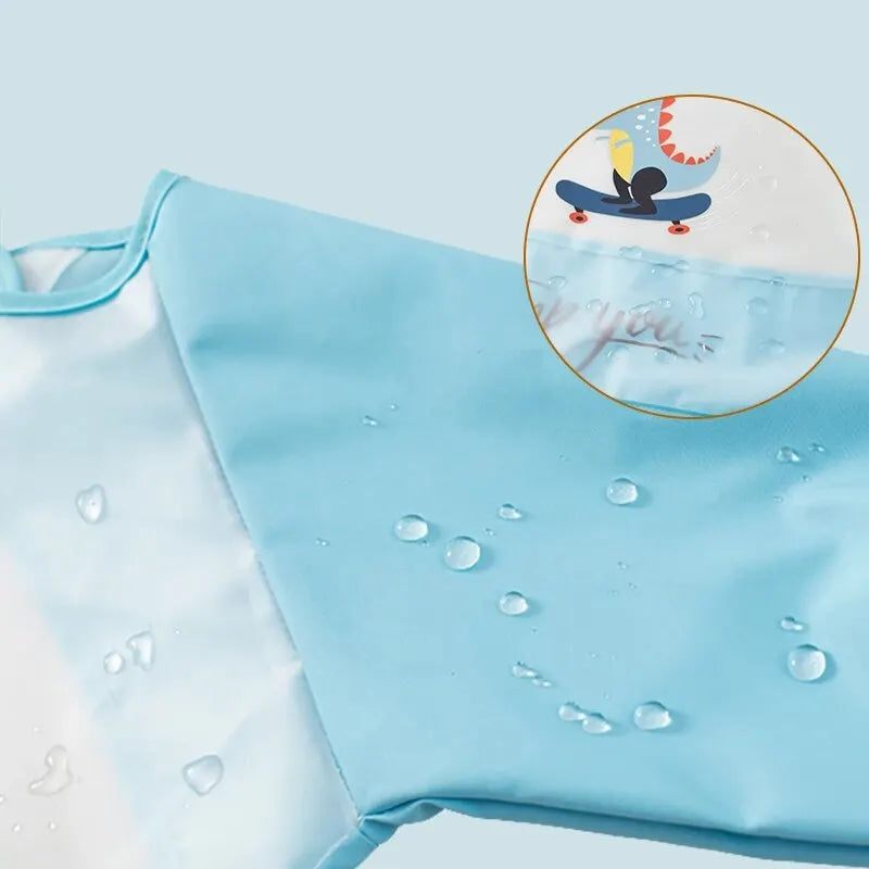 Baby Food Overalls Waterproof Children's Bibs Boys And Girls Drool Towel Four Seasons Long Sleeve No-Wash Apron