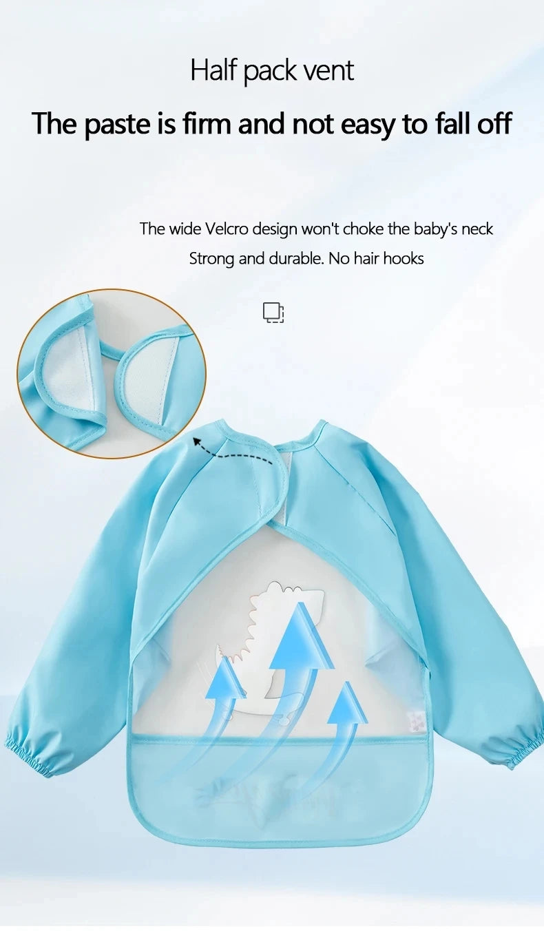 Baby Food Overalls Waterproof Children's Bibs Boys And Girls Drool Towel Four Seasons Long Sleeve No-Wash Apron
