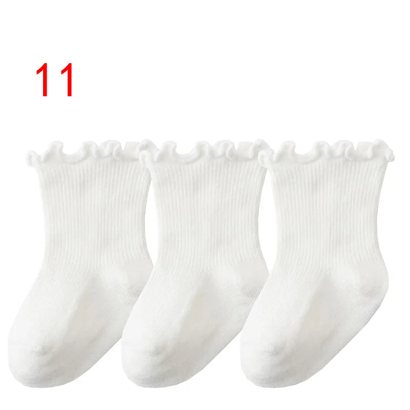3Pair/lot New Boys and Girls Solid Color Baby Socks