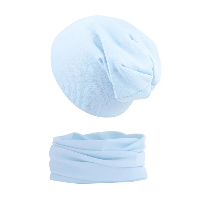 2pcs New Baby Hat Scarf Autumn Winter Soft Elastic Beanie Hats Cotton Newborn Bonnet Warm Accessories Set Boys Girls Hip Hop Cap