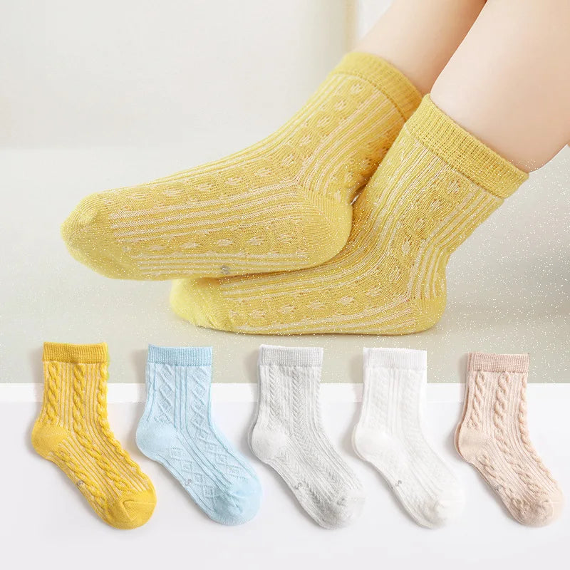 5 PAir Set Children Socks Summer Fishnet Boy Socks Spring Summer Thin Mesh Boat Socks Boys Girls Short Socks