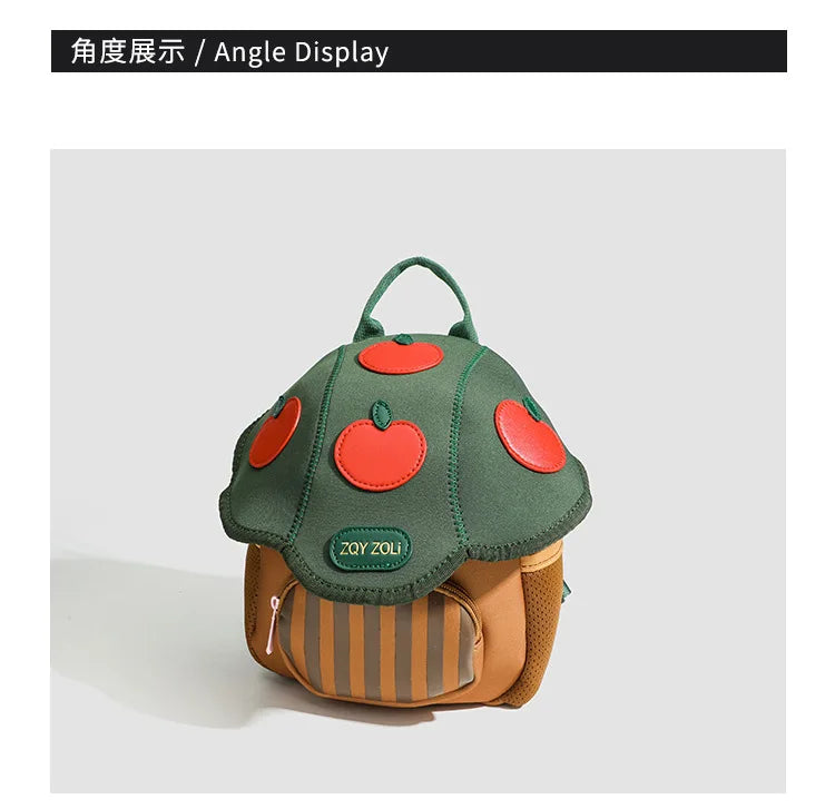 Kid Backpack Cute Mushroom Apple Kindergarten Cartoon Pink Mini Travel Bag Schoolbag Preschool Gift for Toddler Girl Boy 3-6