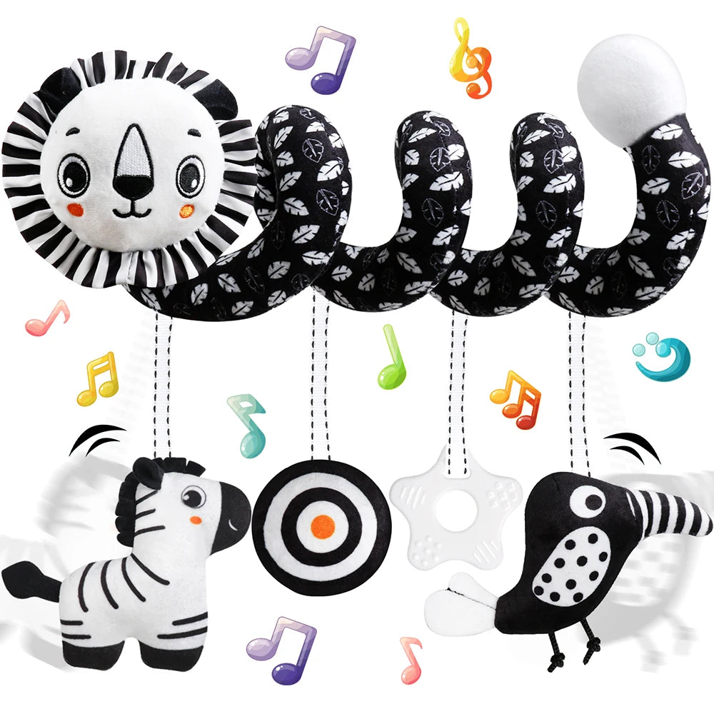 Car Seat Toys for Babies Rattle Mirror Crinkle Squeaky Carseat Stroller Toys 0-6 Months Developmental Newborn Baby Girl Gifts
