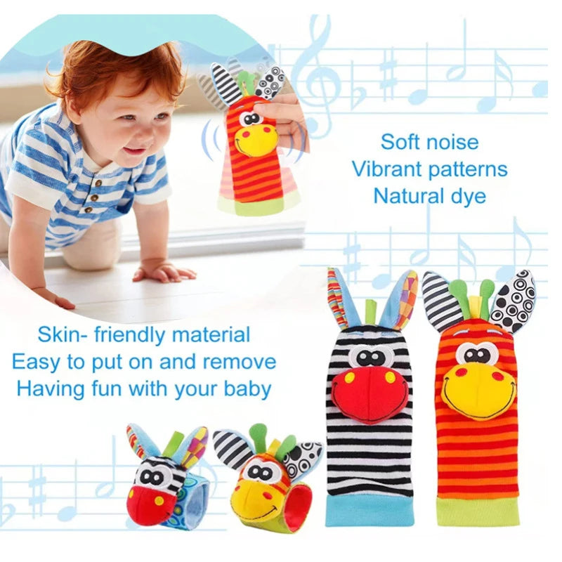 0-12 Months Baby Rattles Toys Animal Socks Wrist Strap +Rattle Baby Foot Socks Bug Wrist Strap Toddler Socks Pacifier Toys