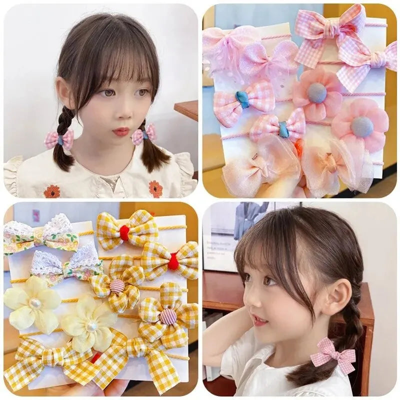 10pcs Hair Accessories Girls Scrunchies Aesthetic Lacos De Cabelo Infantil Bands Kids Bandeaux Elastiquec Headbands Bandes Cute
