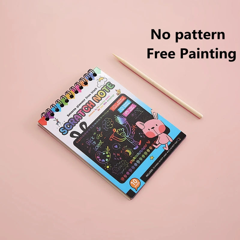 10pcs Children Scratch Montessori Drawing Toys DIY Paper Cartoon Art Painting Education Montessori Children Kids Baby Toy Gifts