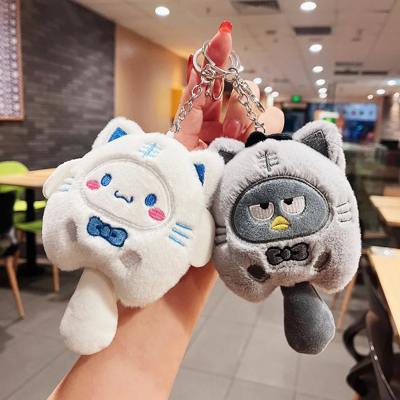Sanrio Plush Doll Keychain Melody Cinnamoroll Pochacco Cute Key Ring Bag Pendant Gift Kids Toys Backpack Decoration Girl Gifts
