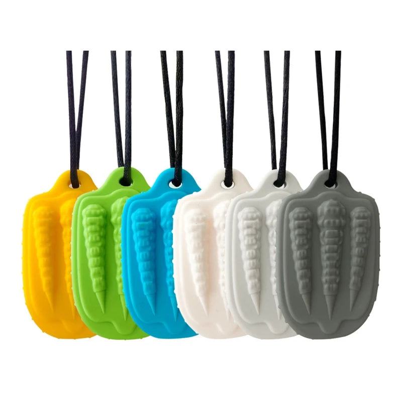 Baby Silicone Teether Kids Chew Necklace Sensory Chewy Pendant Teething Toys for Autism ADHD Special Needs