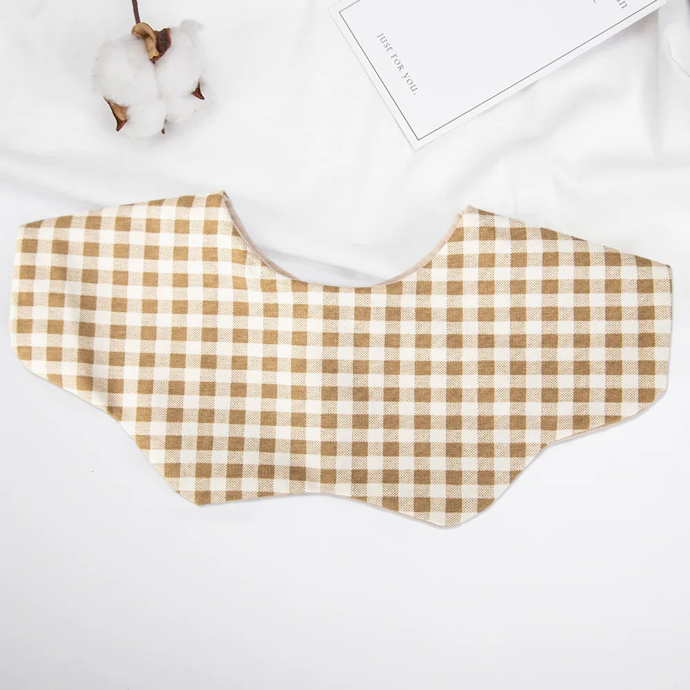 360° Cotton Baby Bibs for Kids Boys Girls Plaid Saliva Towel Cute Korea Rotativo Petal Neck Adjustable Button Feeding Burp Cloth