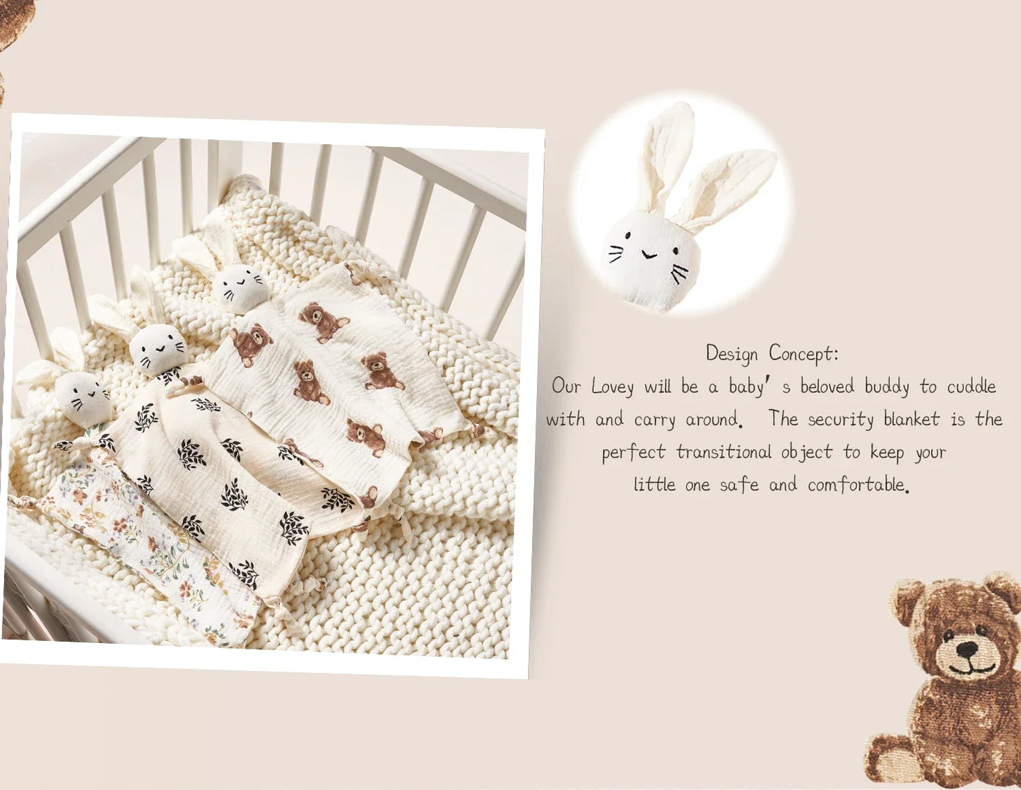 Muslin Baby Comfort Towel Cotton Comforter Blanket Soft Newborn Sleeping Dolls Kid Sleep Toy Soothe Appease Towel Bib